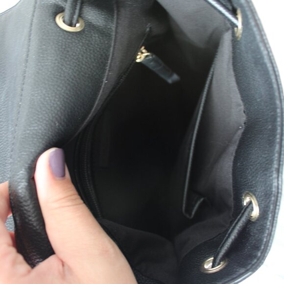 Victoria's Secret | Pebbled V-Quilt | Angel Backpack | Black with Gold Chains - Picture 6 of 6